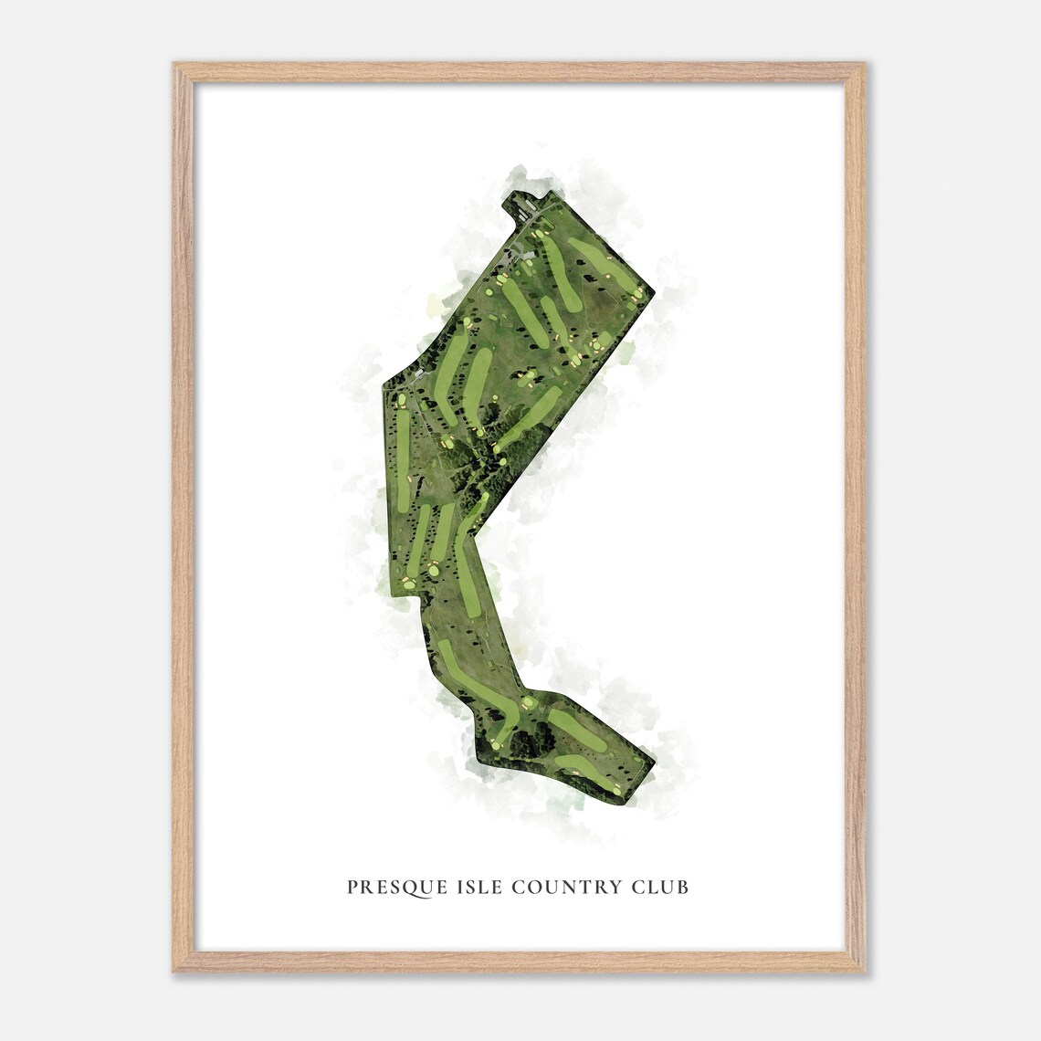 Presque Isle Country Club Watercolor Aerial Golf Course Map Poster - Image 2