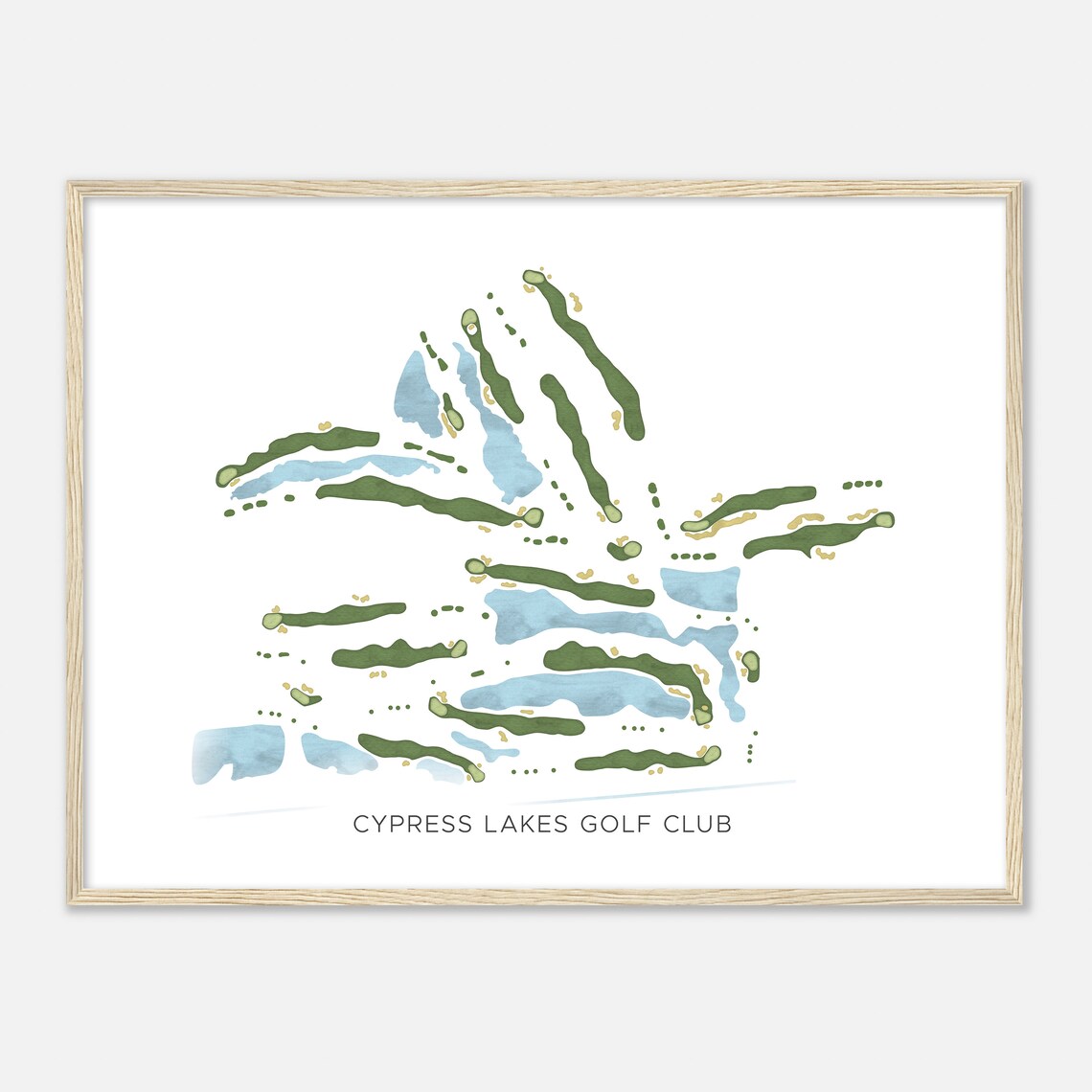 Cypress Lakes Golf Club Texas Modern Watercolor Map Golf Poster - Image 2