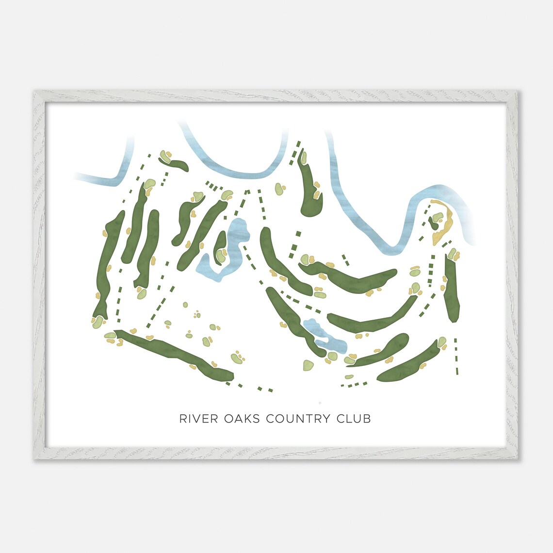 River Oaks Country Club Houston Texas Modern Watercolor Map Golf Poster - Image 4