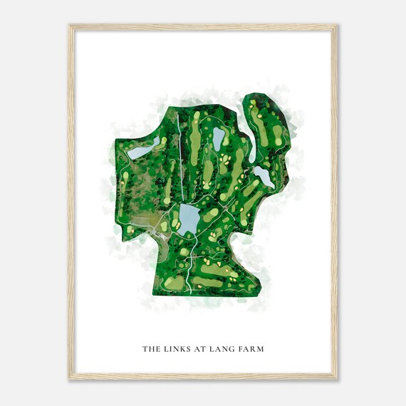 The Links At Lang Farm Vermont Classic Watercolor Map Golfer Gift Golf Wall Art Golf Poster Print Course Layout