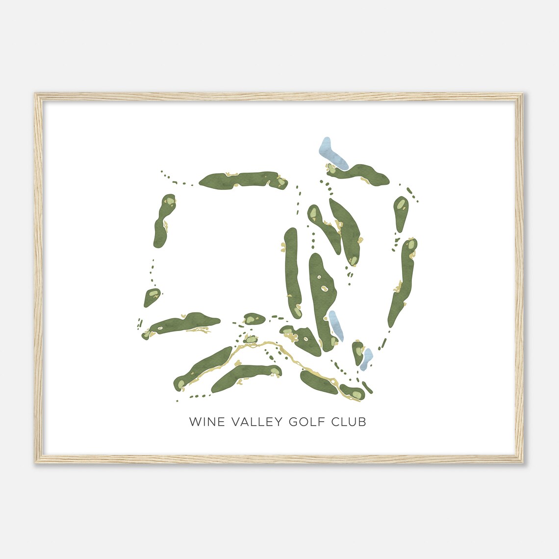 Wine Valley Golf Club Washington Modern Watercolor Golf Map Print