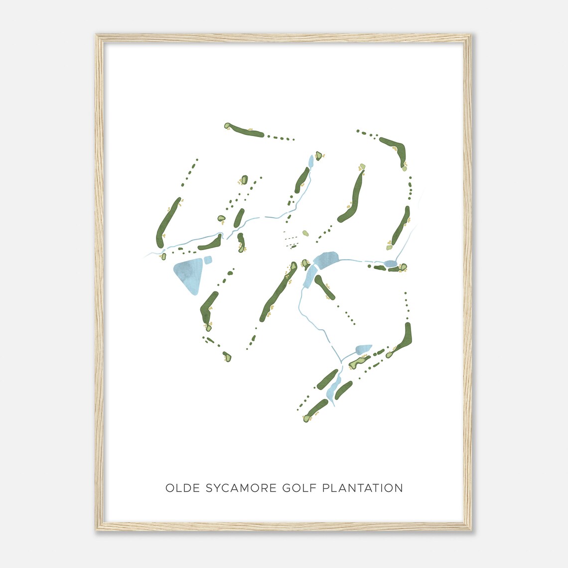 Olde Sycamore Golf Plantation Modern Watercolor Course Map Poster