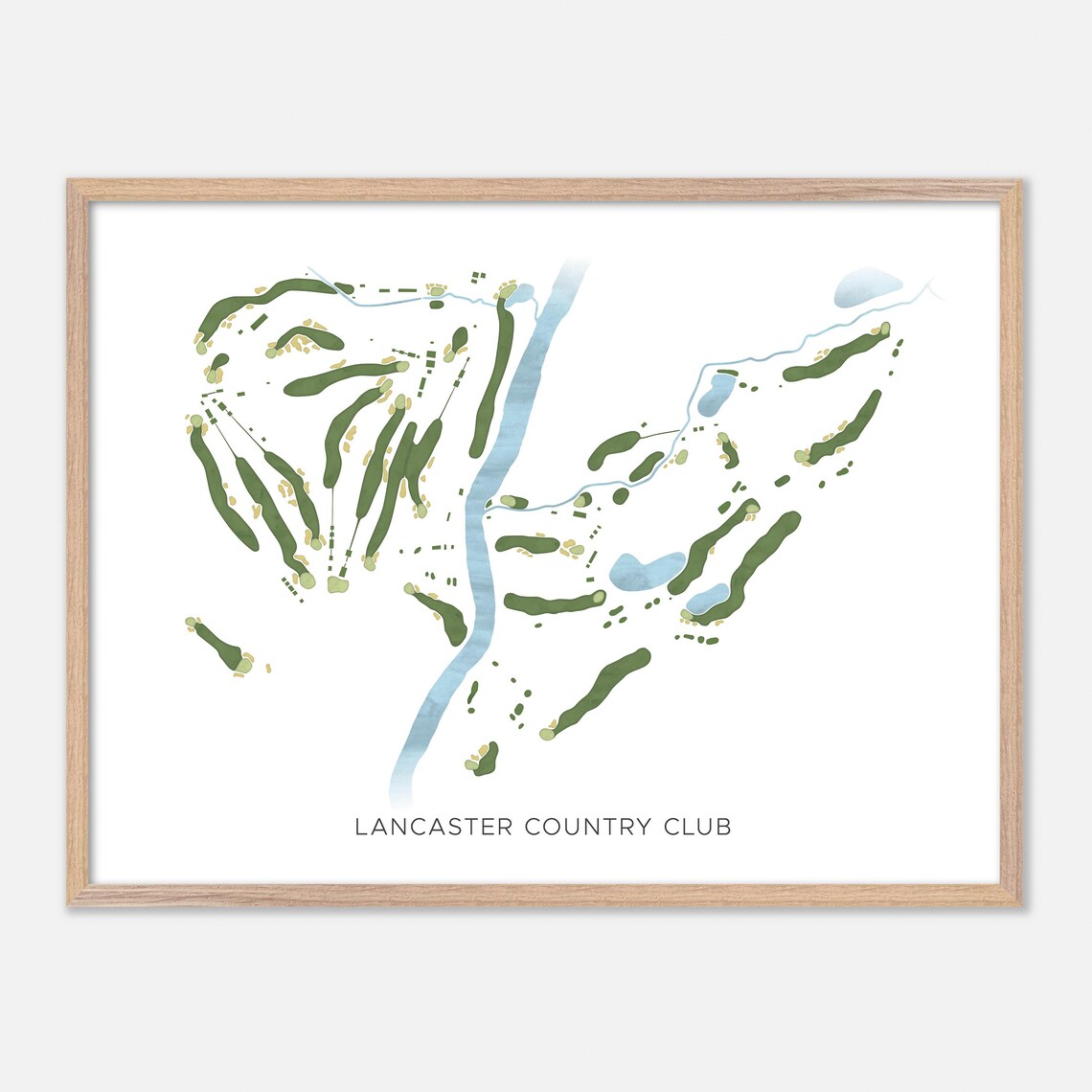 Lancaster Country Club Modern Watercolor Golf Course Map Art Print