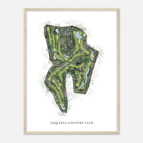 Tequesta Country Club Florida Classic Watercolor Map Golfer Gift Golf Wall Art Golf Poster Print Course Layout