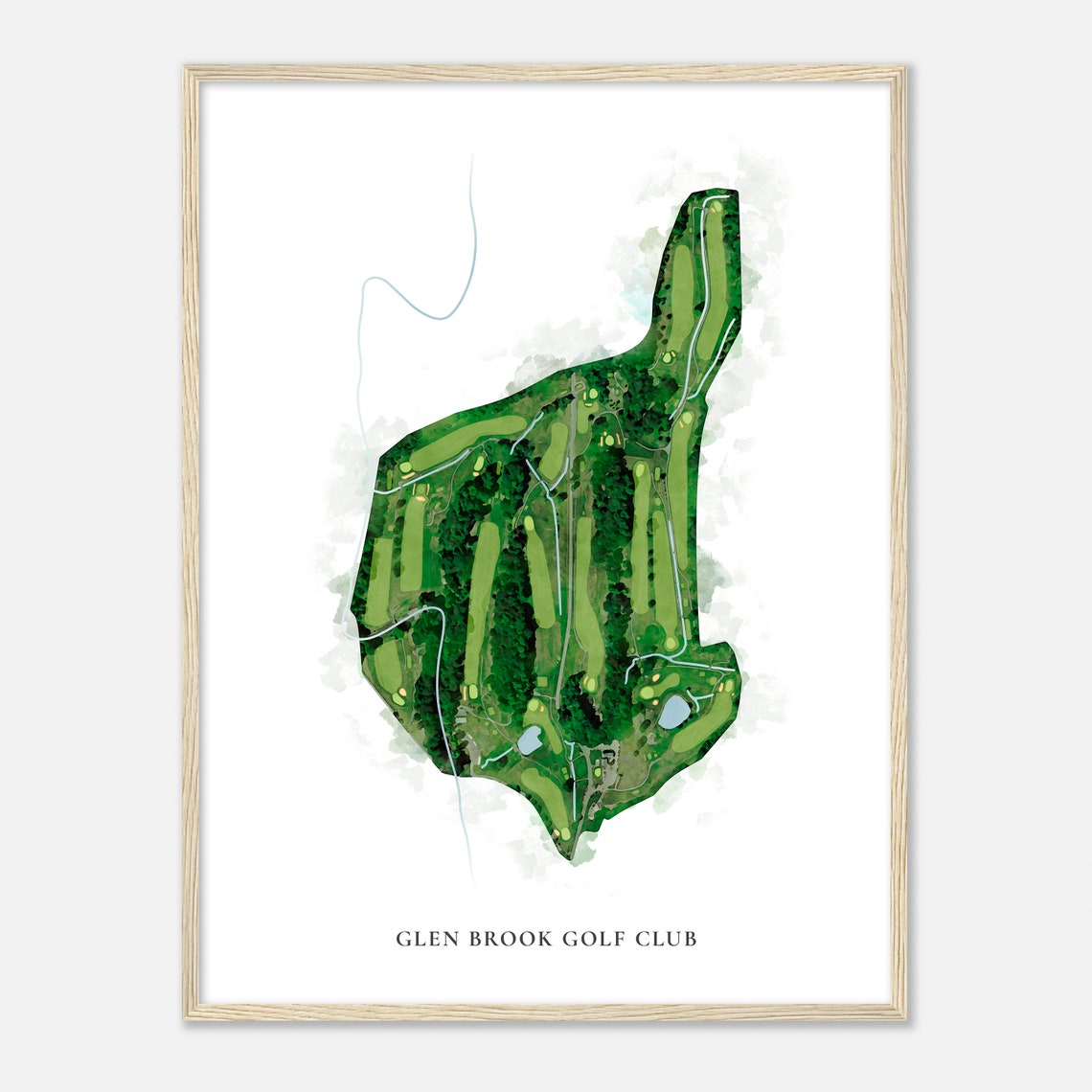 Glen Brook Golf Club Classic Watercolor Golf Course Layout Map Poster - Image 2