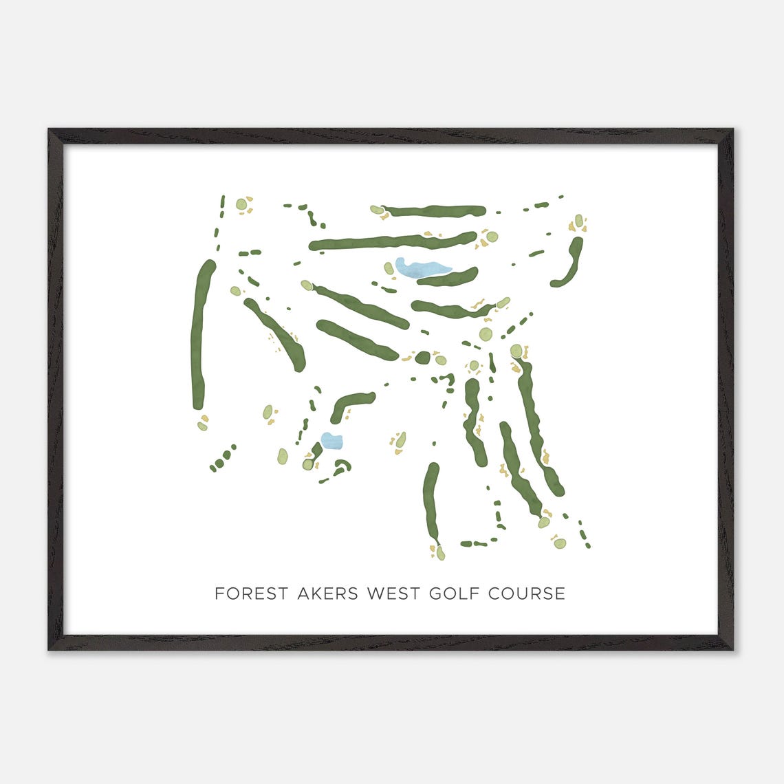 Forest Akers West Golf Course Minimalist Watercolor Map Poster - Image 5