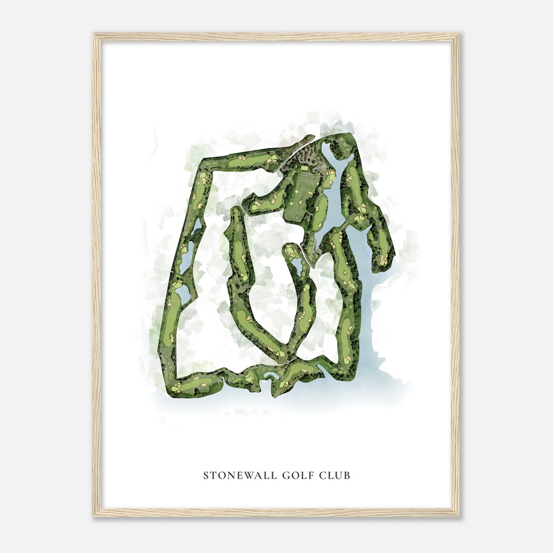 Stonewall Golf Club Virginia Classic Watercolor Golf Map Poster