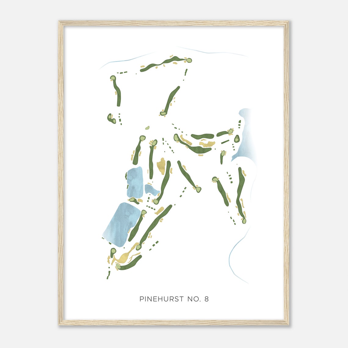Pinehurst No. 8 North Carolina Modern Watercolor Golf Map Poster - Image 2