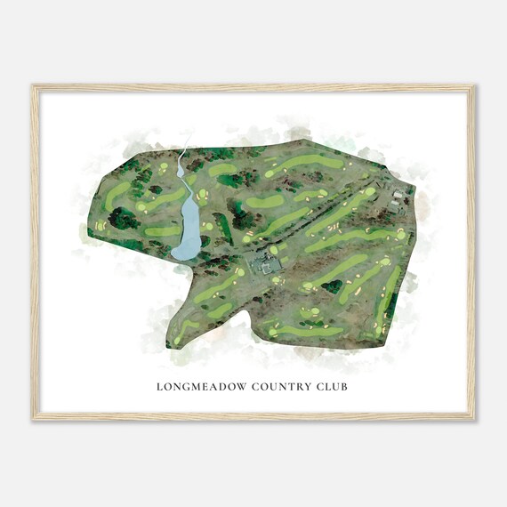 Longmeadow Country Club Massachusetts Classic Watercolor Map Golfer Gift Golf Wall Art Golf Poster Print Course Layout
