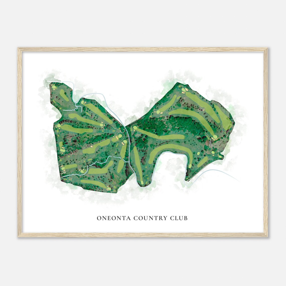 Oneonta Country Club New York Classic Watercolor Golf Map Poster - Image 2
