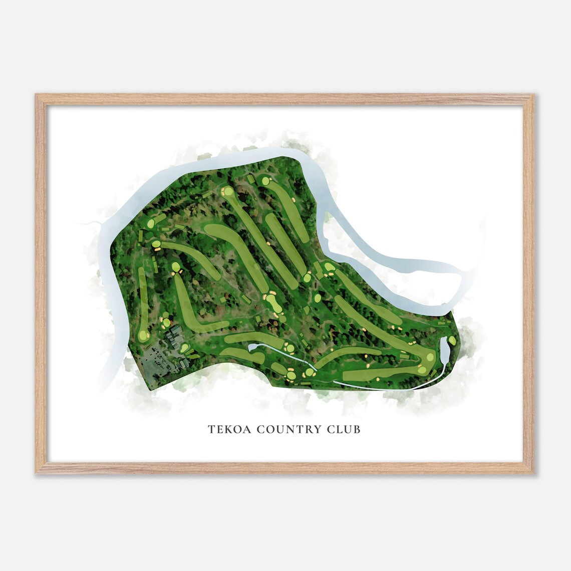 Tekoa Country Club Golf Course Watercolor Aerial Map Art Poster