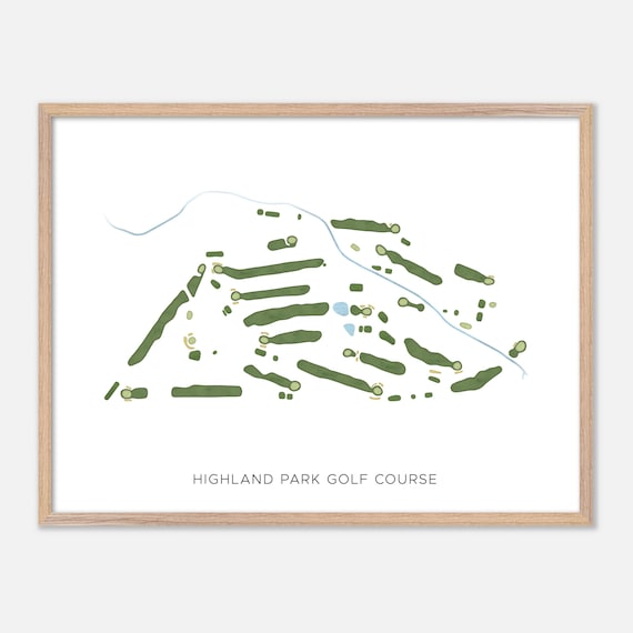Highland Park Golf Course Modern Minimalist Fairway Map Poster