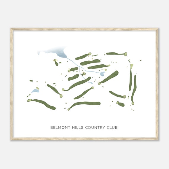 Belmont Hills Country Club Ohio Modern Watercolor Map Golfer Gift Golf Wall Art Golf Poster Print Course Layout