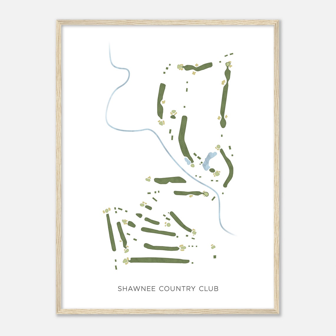 Shawnee Country Club Ohio Modern Watercolor Course Map Poster - Image 2