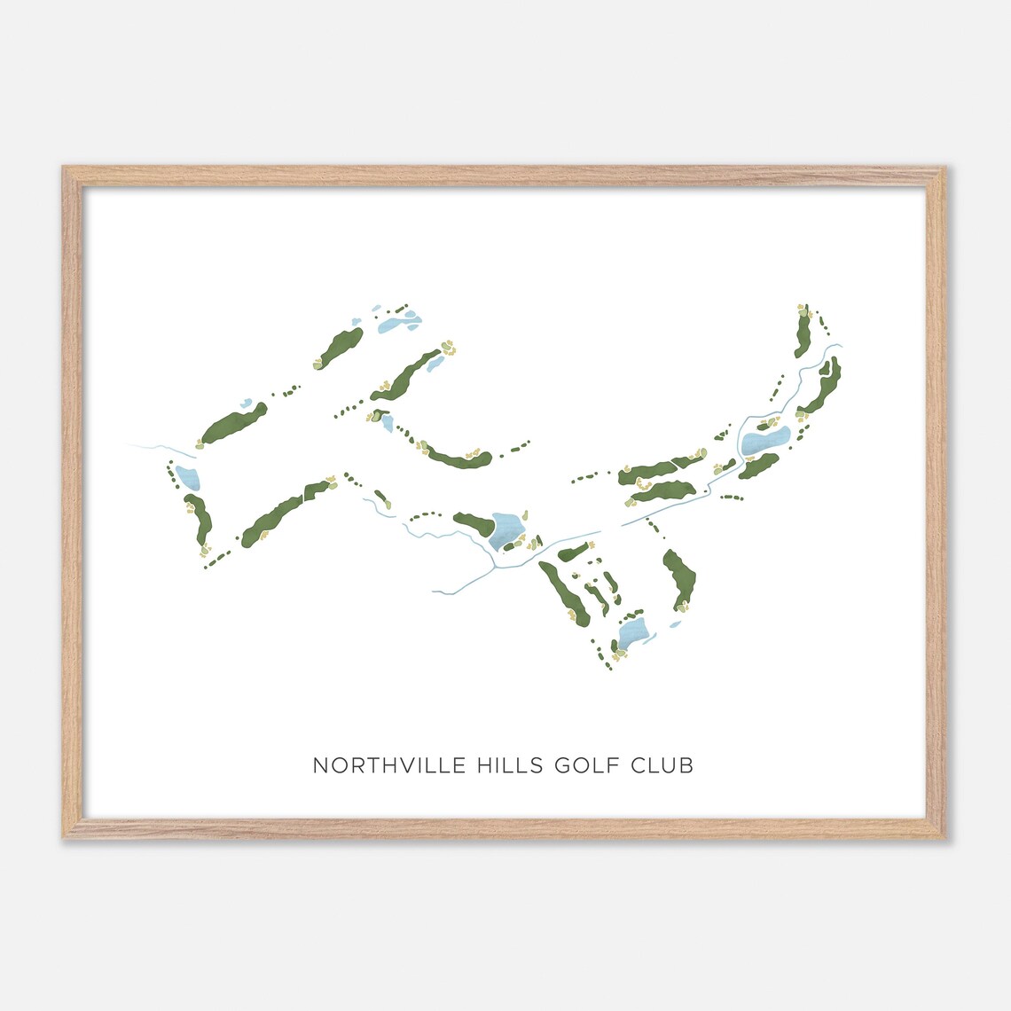 Northville Hills Golf Club Michigan Modern Watercolor Map Poster