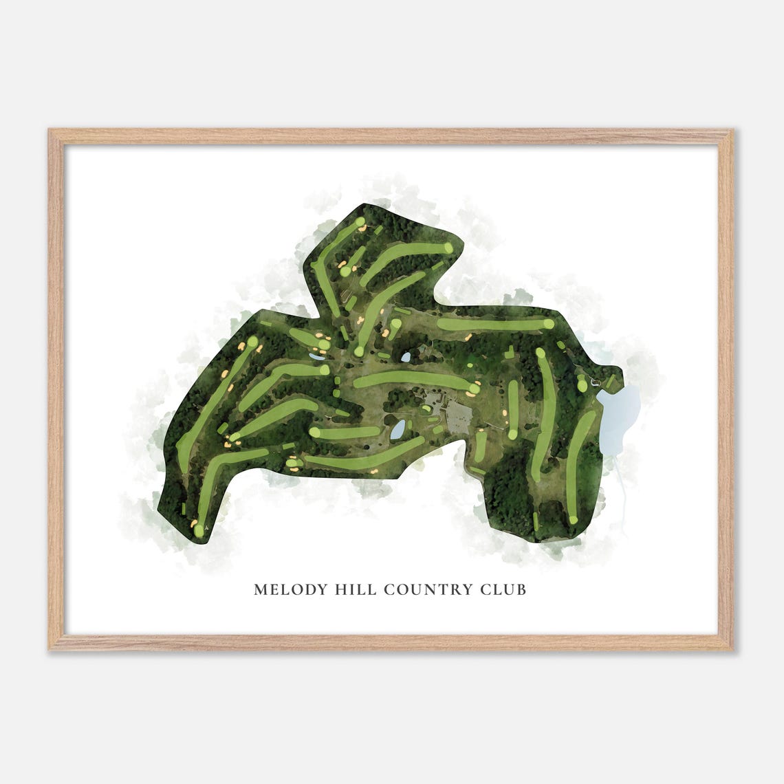 Melody Hill Country Club Classic Watercolor Course Map Poster