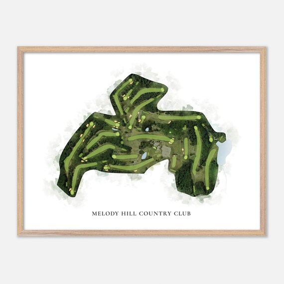 Melody Hill Country Club Classic Watercolor Course Map Poster