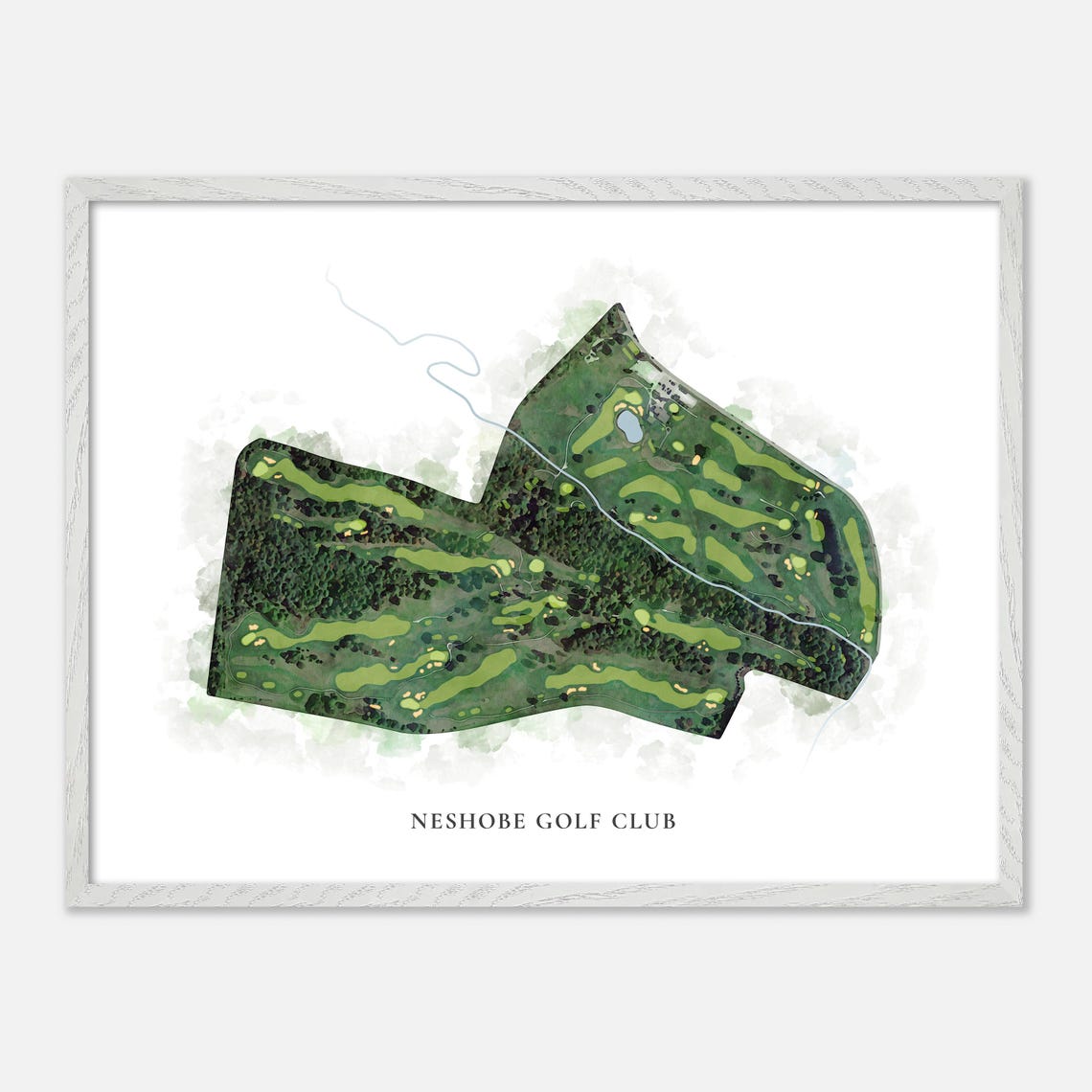 Neshobe Golf Club Vermont Classic Watercolor Course Map Poster - Image 3