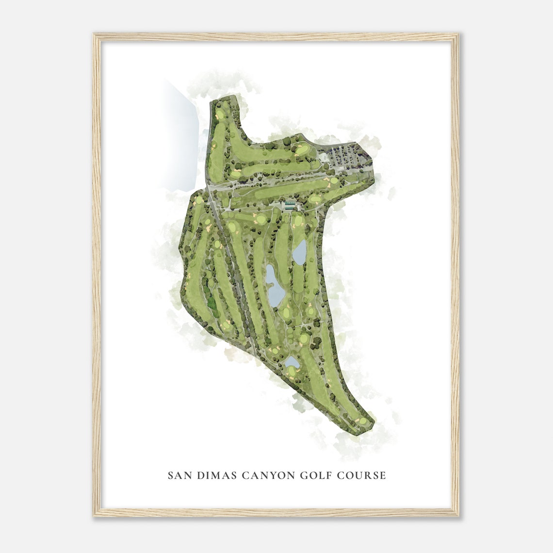 San Dimas Canyon Golf Course Classic Watercolor Aerial Map Gift Poster - Image 2