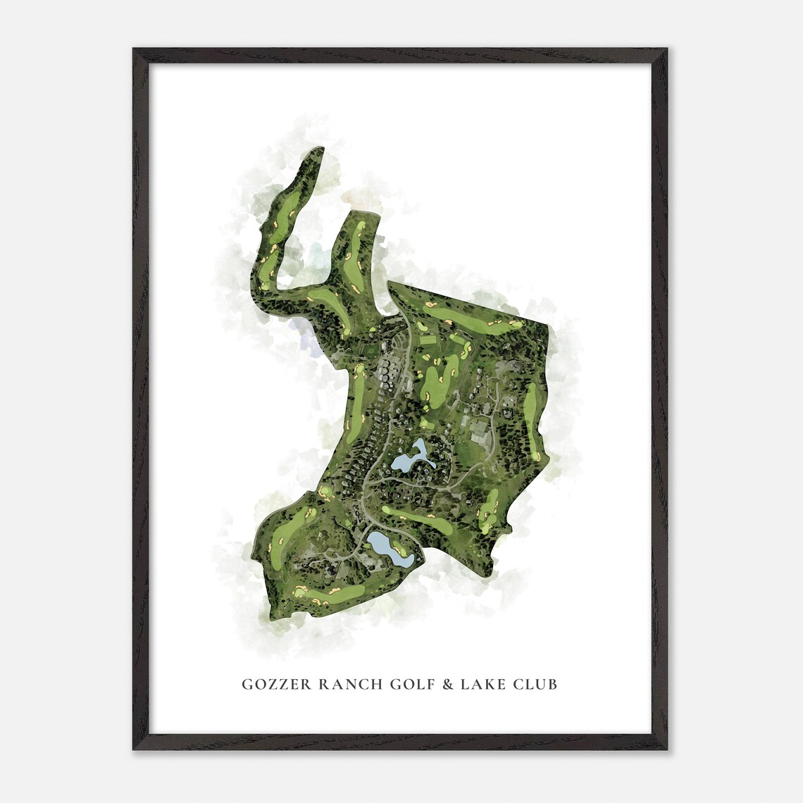 Gozzer Ranch Golf & Lake Club Harrison Idaho Classic Watercolor Golf Map Poster - Image 3