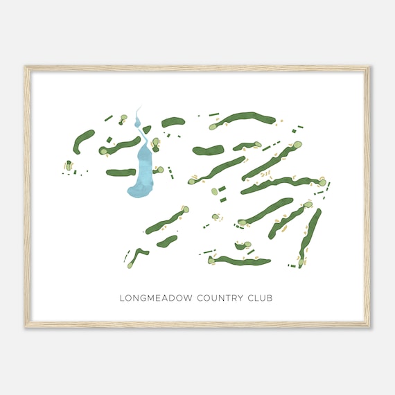 Longmeadow Country Club Massachusetts Modern Watercolor Map Golfer Gift Golf Wall Art Golf Poster Print Course Layout