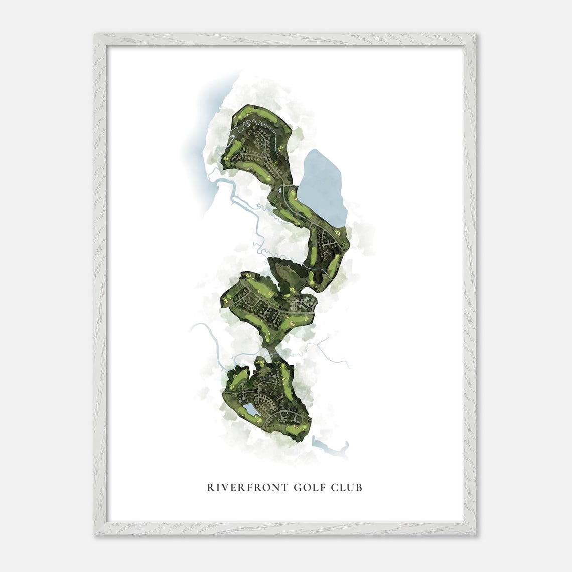Riverfront Golf Club Course Watercolor Aerial Map Art Poster - Image 2