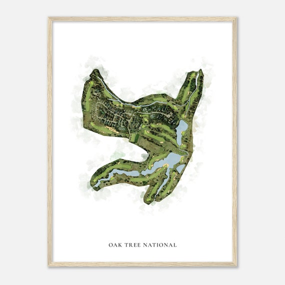 Oak Tree National Oklahoma Classic Watercolor Map Golfer Gift Golf Wall Art Golf Poster Print Course Layout