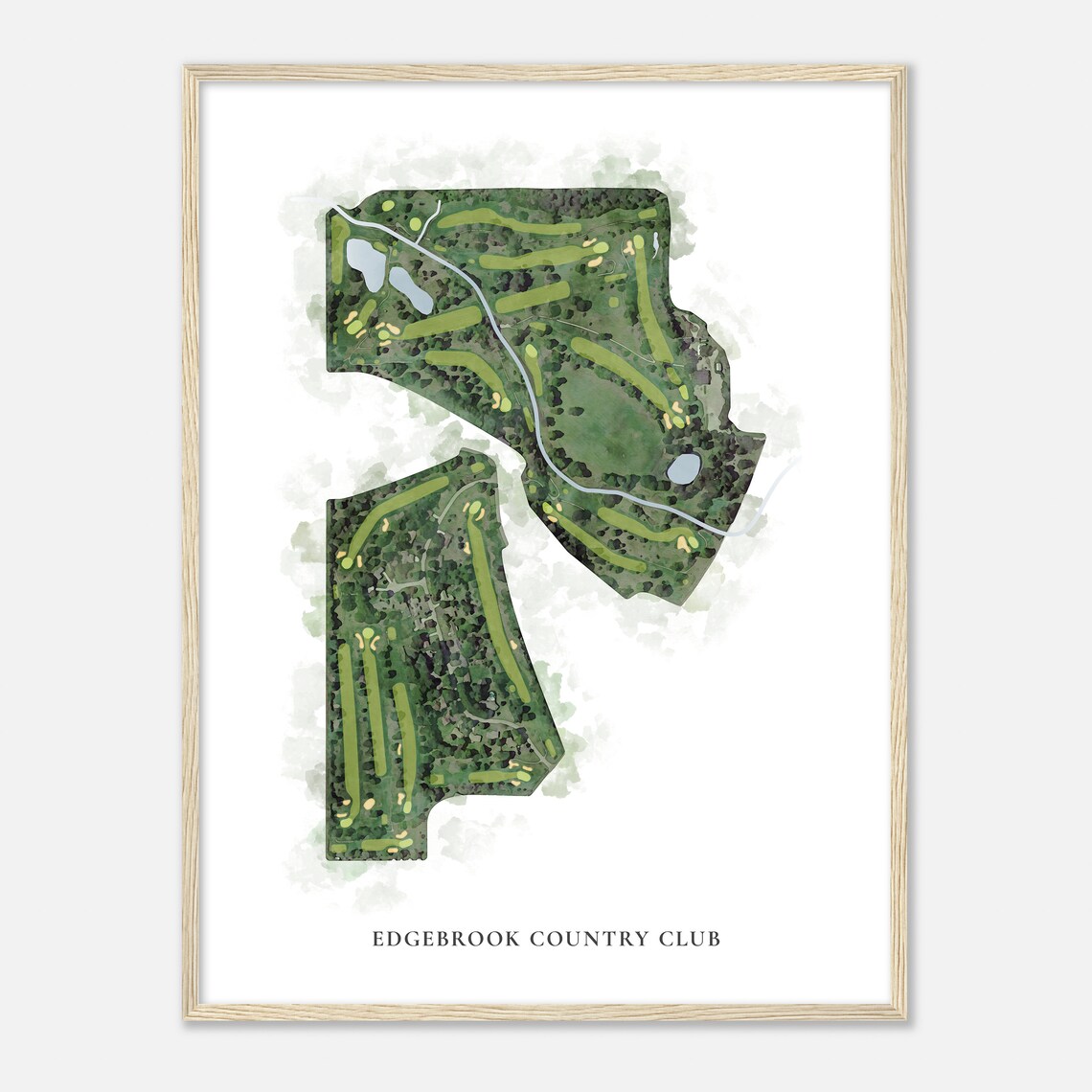 Edgebrook Country Club Watercolor Golf Course Map Golfer Gift Poster