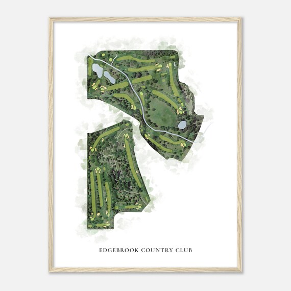 Edgebrook Country Club Illinois Classic Watercolor Map Golfer Gift Golf Wall Art Golf Poster Print Course Layout