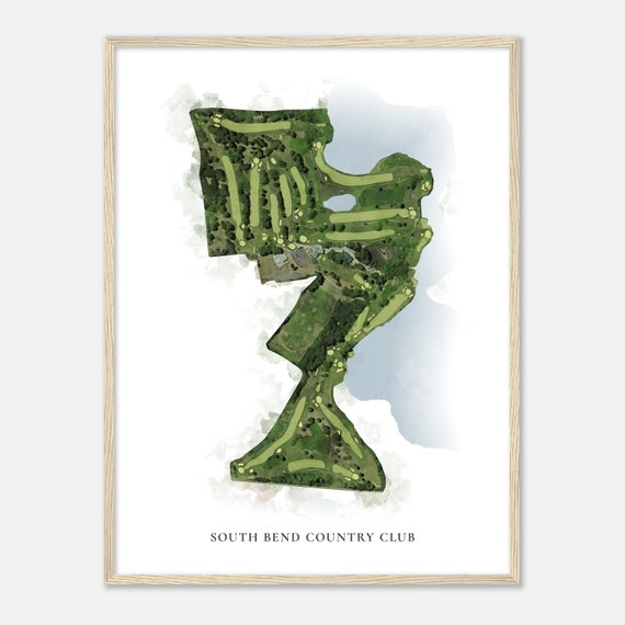 South Bend Country Club Indiana Classic Watercolor Map Golfer Gift Golf Wall Art Golf Poster Print Course Layout