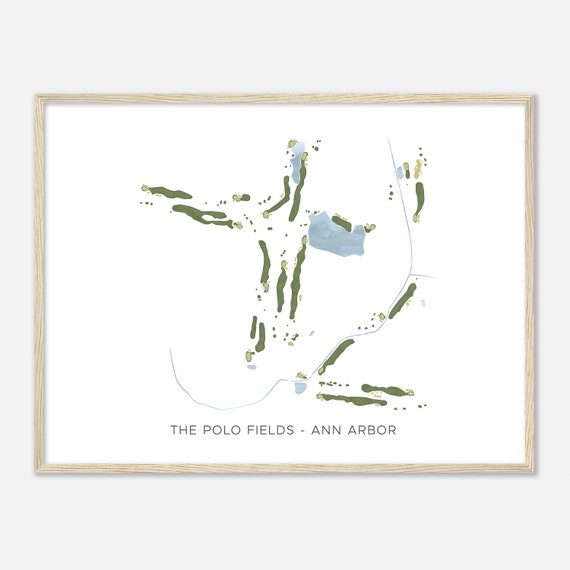 The Polo Fields Ann Arbor Michigan Modern Watercolor Map Golfer Gift Golf Wall Art Golf Poster Print Course Layout