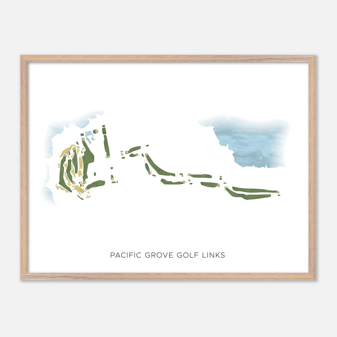 Pacific Grove Golf Links California Modern Watercolor Map Golf Poster