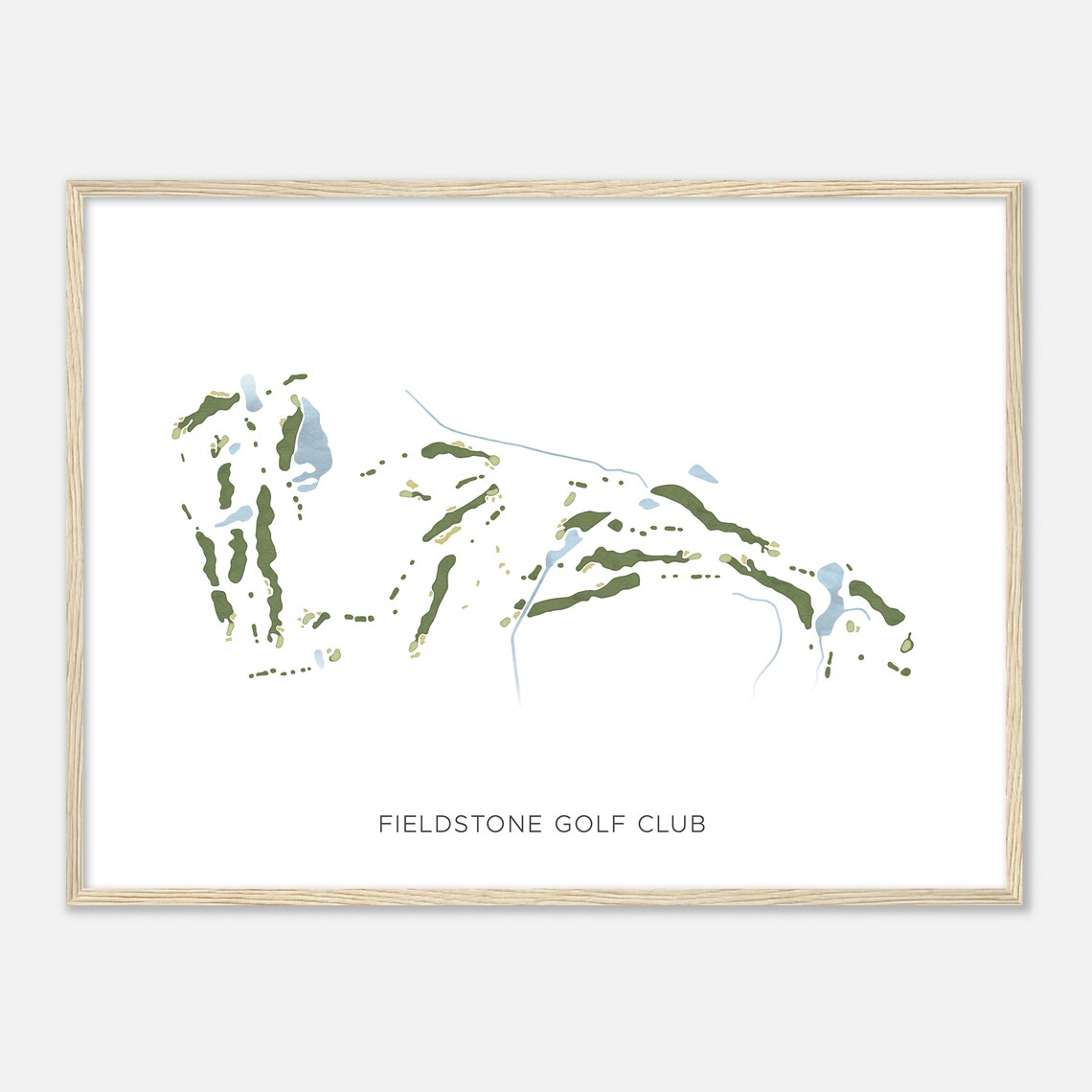 Fieldstone Golf Club Minimalist Watercolor Golf Course Map Poster - Image 2