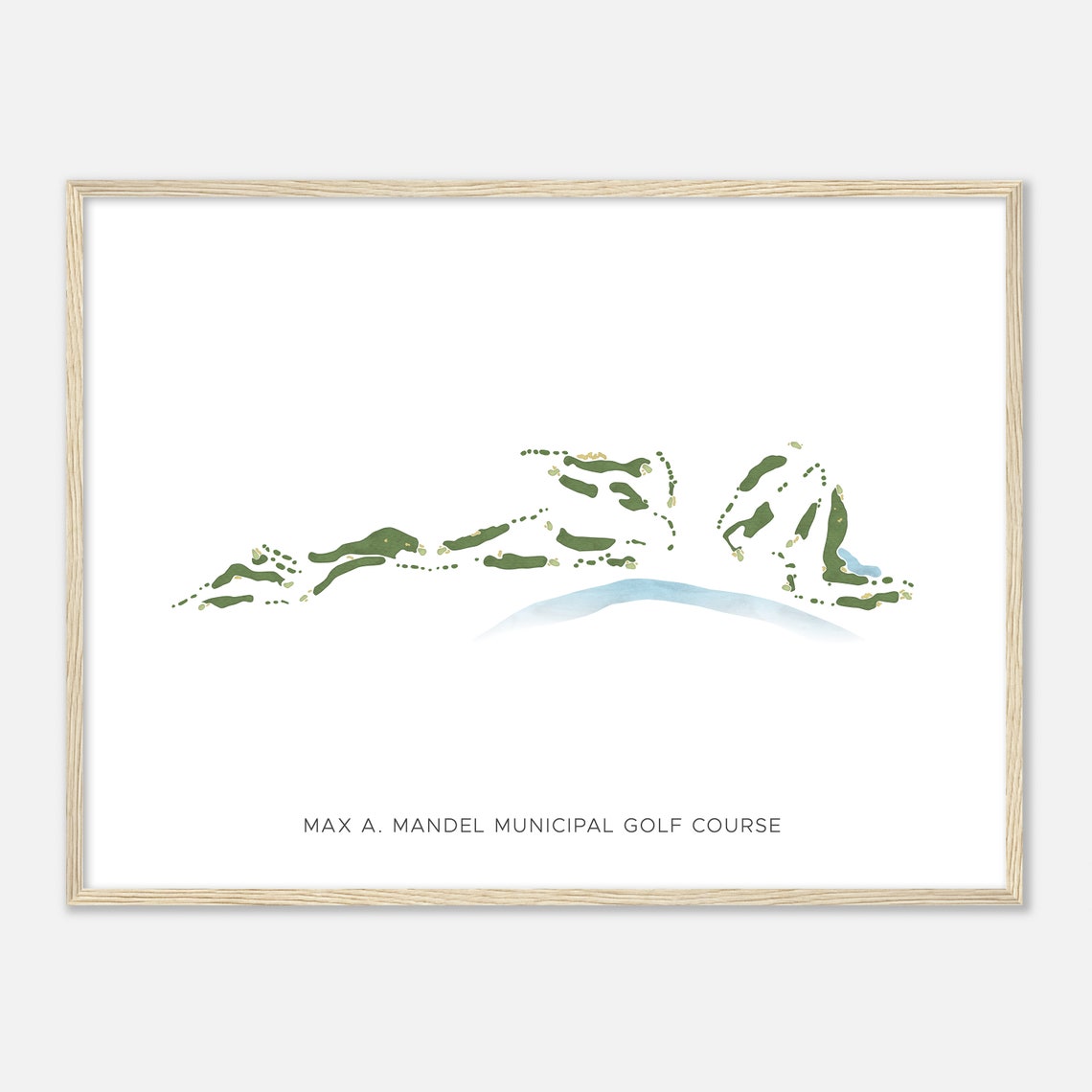 Max A Mandel Municipal Golf Course Watercolor Map Golfer Gift Poster
