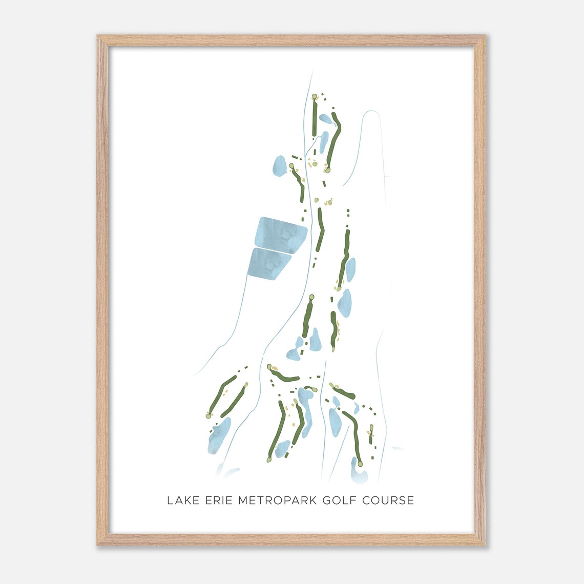 Lake Erie Metropark Golf Course Michigan Modern Watercolor Map Poster - Image 6