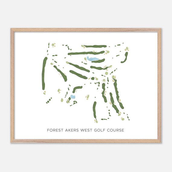 Forest Akers West Golf Course Minimalist Watercolor Map Poster