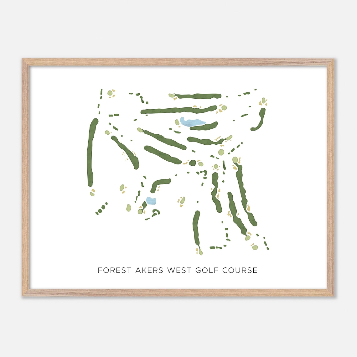 Forest Akers West Golf Course Minimalist Watercolor Map Poster
