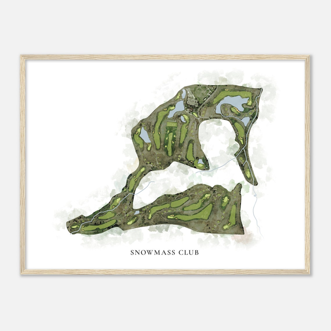 Snowmass Club Colorado Classic Watercolor Golf Course Map Poster - Image 2