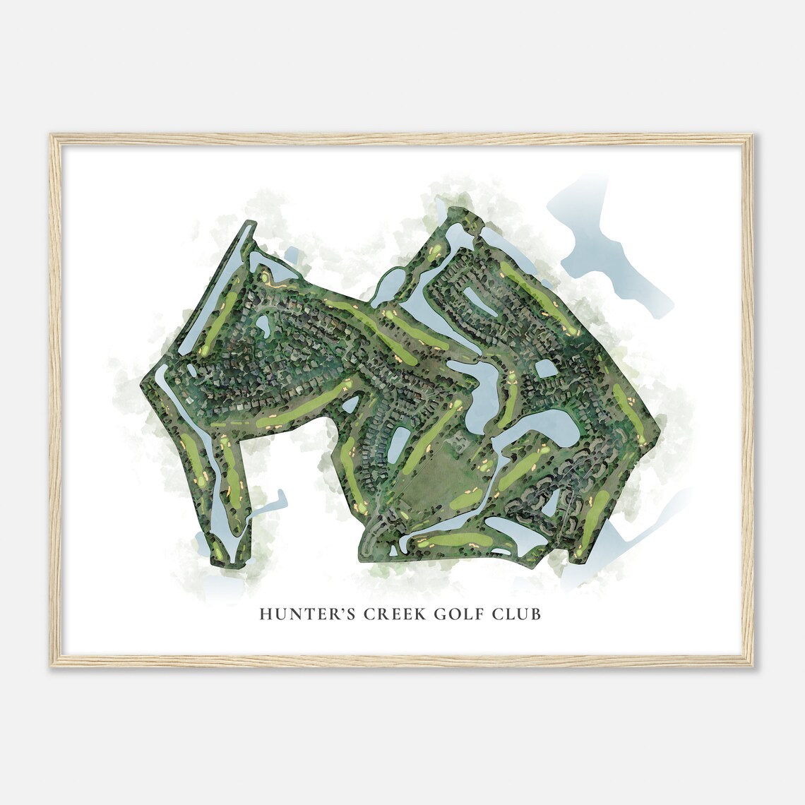 Hunters Creek Golf Club Florida Classic Watercolor Map Poster - Image 2