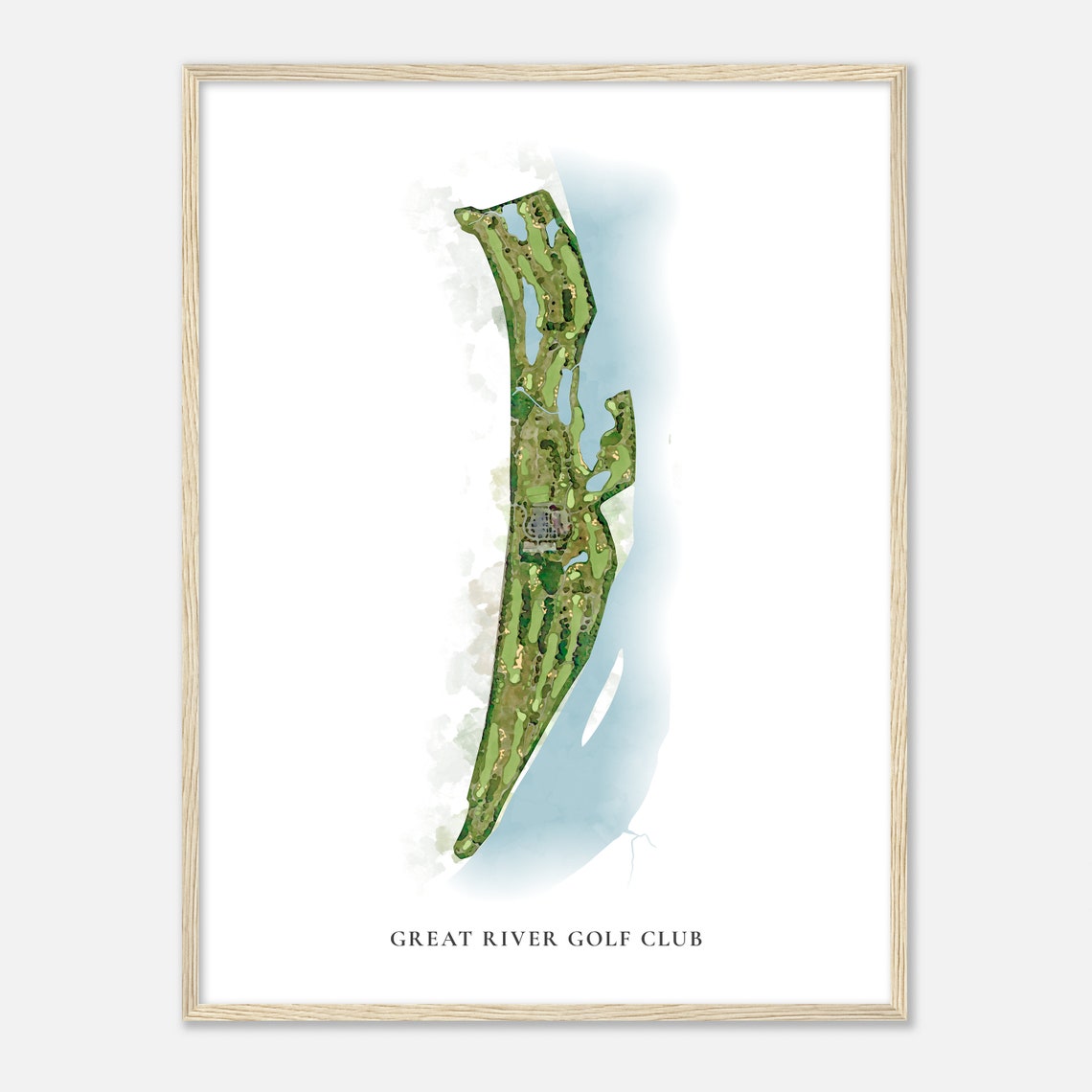 Great River Golf Club Connecticut Classic Watercolor Golf Map Poster - Image 2