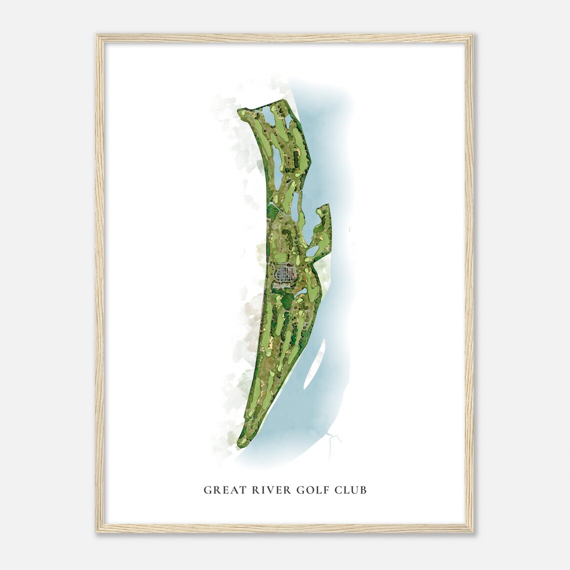 Great River Golf Club Connecticut Classic Watercolor Map Golfer Gift Golf Wall Art Golf Poster Print Course Layout - Image 2