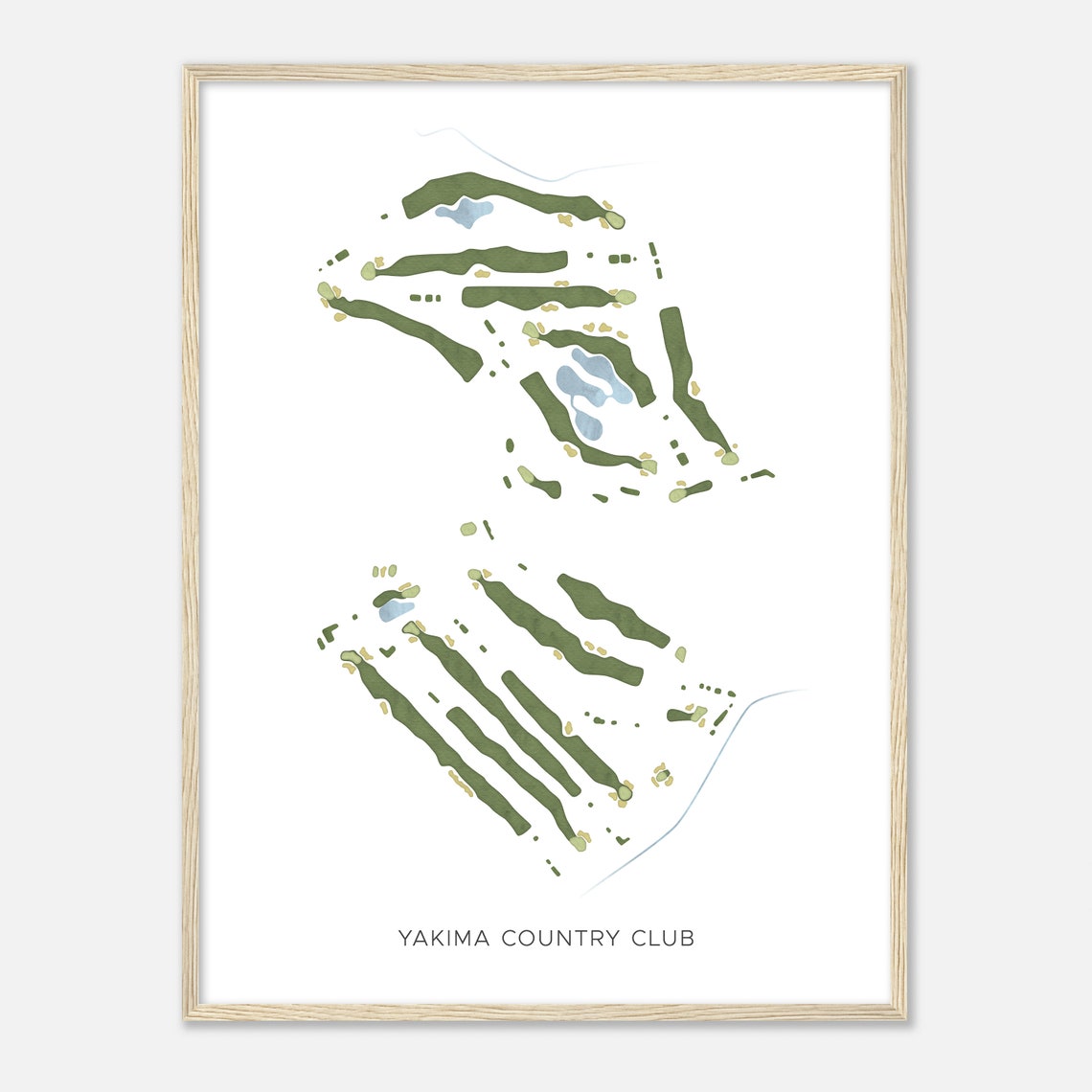 Yakima Country Club Washington Golf Course Watercolor Map Poster