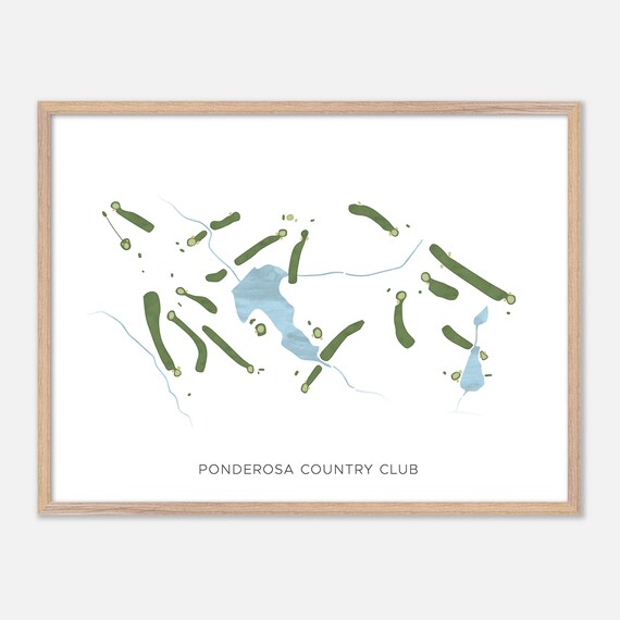 Ponderosa Country Club Watercolor Fairway Map Lakeside Layout Poster