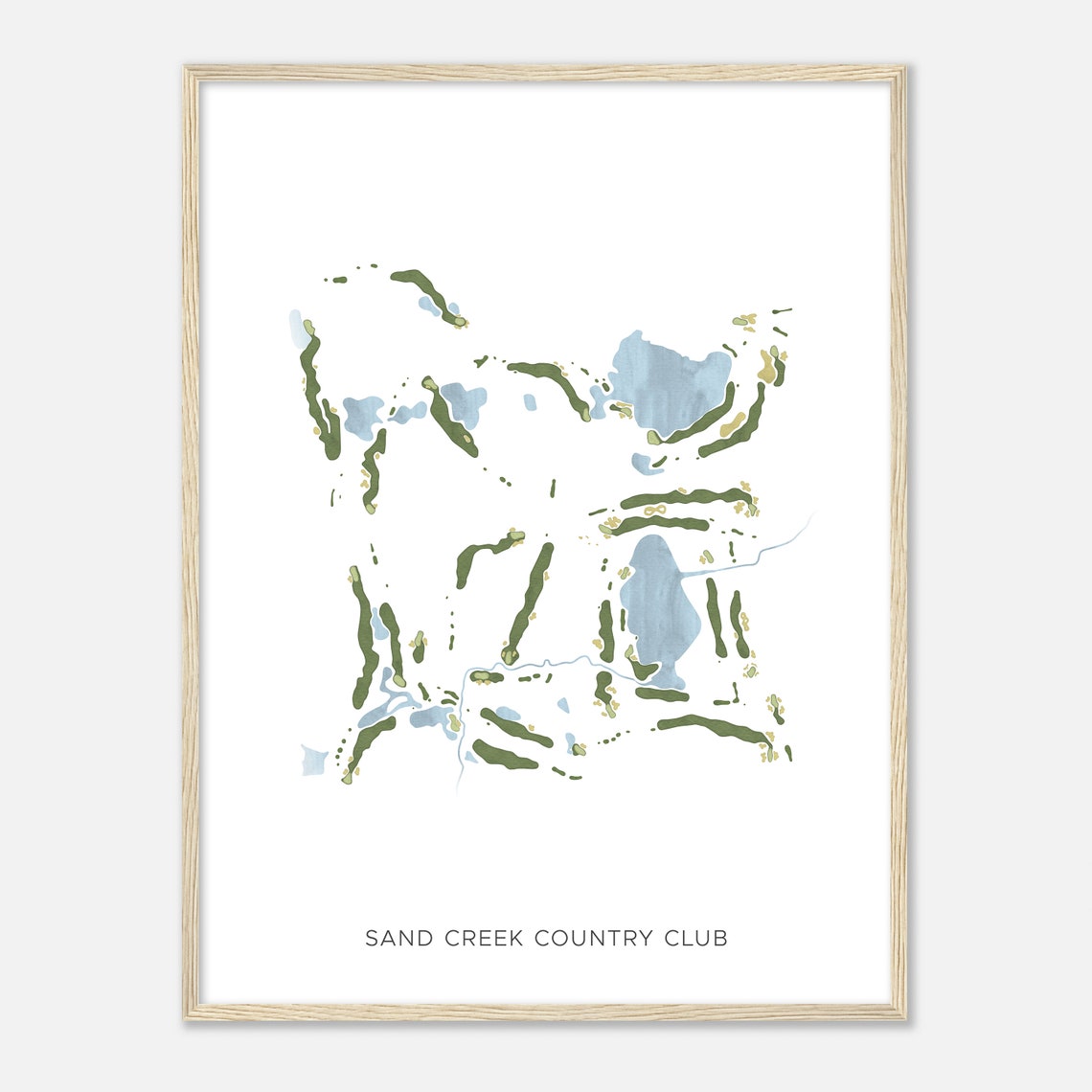 Sand Creek Country Club Minimalist Watercolor Golf Course Map Poster - Image 2