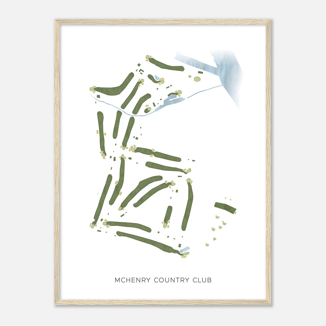 McHenry Country Club Illinois Modern Watercolor Course Map Poster
