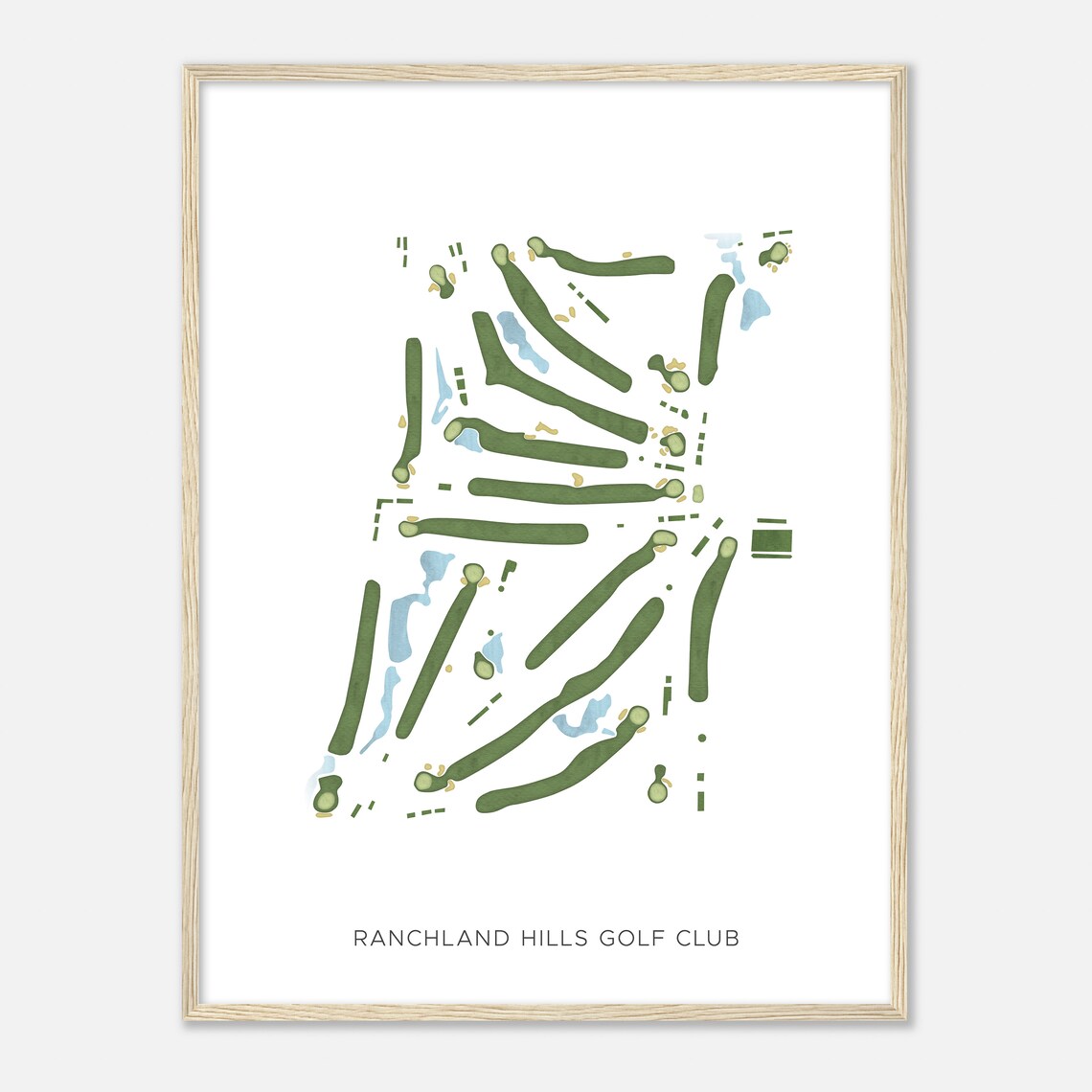 Ranchland Hills Golf Club Modern Watercolor Golf Course Map Poster - Image 2