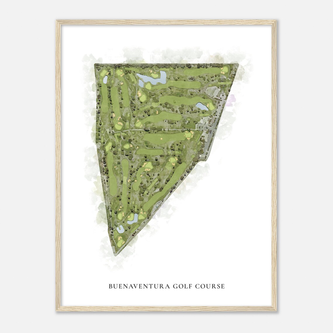 Buenaventura Golf Course California Classic Watercolor Map Art Poster