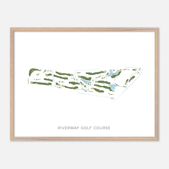 Riverway Golf Course Modern Minimalist Watercolor Golf Map Poster