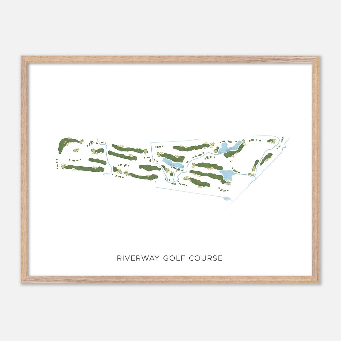 Riverway Golf Course Modern Minimalist Watercolor Golf Map Poster