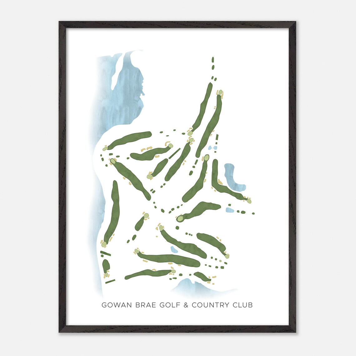 Gowan Brae Golf & Country Club Modern Minimalist Watercolor Golf Map Poster - Image 2